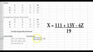 Gauss Seidel Method Using Excel [upl. by Aztiray]