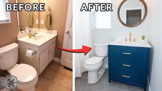 Easy Small Bathroom Remodel  DIY Makeover [upl. by Sapers151]