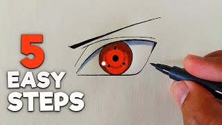 How To Draw The SHARINGAN Eye in Just 5 Easy Steps  ThreeTomoe Sharingan Tutorial [upl. by Ahmad]