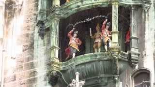 Glockenspiel Clock Tower in Munich Germany [upl. by Llewon]