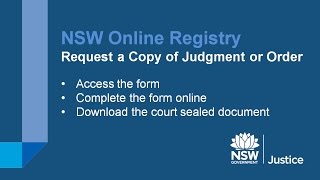 NSW Online Registry  Request for Copy of Judgment or Order [upl. by Yboc340]