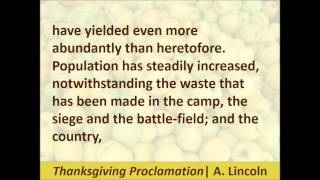 Thanksgiving Proclamation  Abraham Lincoln  1863  Hear the Text [upl. by Leno]