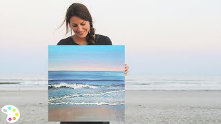 How to Paint in Acrylics  Ocean Painting Tutorial [upl. by Sumaes]