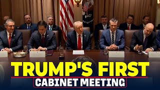 President Donald Trumps first Cabinet meeting Elon Musk DOGE USA America Federal Workers [upl. by Enylecoj]