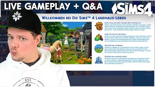 LandhausLeben  LIVE Gameplay  QampA 💚 🔴 Die Sims 4 Pack Release Community Vorabend [upl. by Ocnarf458]