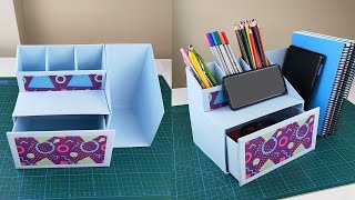 How to Make Desktop Organizer from Shoebox  DIY Desktop Organizer [upl. by Varin]