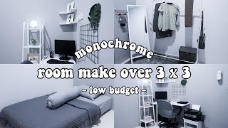 MAKEOVER KAMAR 3x3 LOW BUDGET MONOCHROME  Extreme Room Makeover Indonesia [upl. by Crooks136]