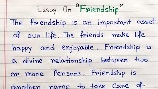 Write an essay on Friendship  Essay on Friendship in English  Paragraph on Friendship in english [upl. by Annehsat149]