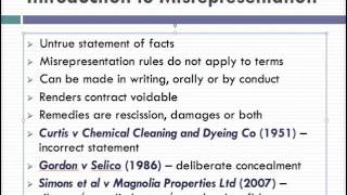 Misrepresentation Lecture 1 of 4 [upl. by Harihat]