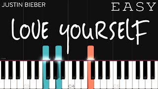 Justin Bieber  Love Yourself  EASY Piano Tutorial [upl. by Kalila]