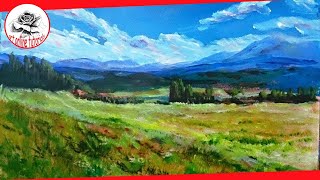 How to Paint a Landscape with acrylics step by step SUBTITLED [upl. by Hedva]