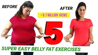 5 Easy Exercise To Lose Belly Fat At Home For Beginners  How To Get Flat Stomach In A Week Workout [upl. by Itsirhc]