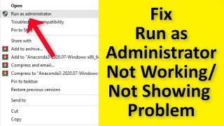 How To Fix Run As Administrator Not Working Or Showing Up Right Click In Windows 10  8  7 [upl. by Eserahc]