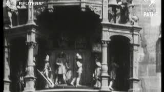 GERMANY The glockenspiel clock in the Munich clcck tower 1929 [upl. by Marve832]