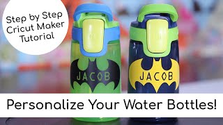 Make Personalized Vinyl Water Bottle Labels with CRICUT MAKER [upl. by Kazue240]