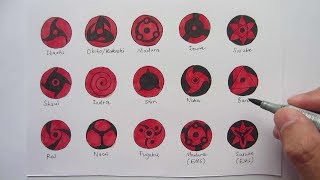 How to draw all Mangekyou Sharingan updated 万華鏡写輪眼 [upl. by Sebastian]